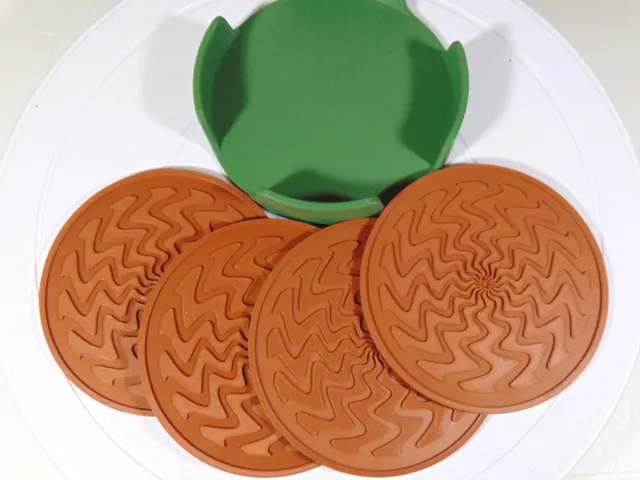 Modern Style Coaster Set Lightning Pattern 100mm With Holder