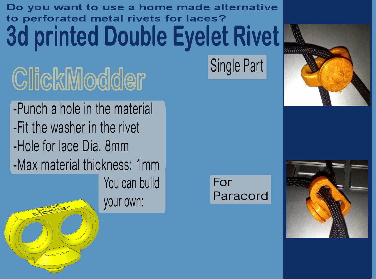 3d printed Double Eyelet Rivet
