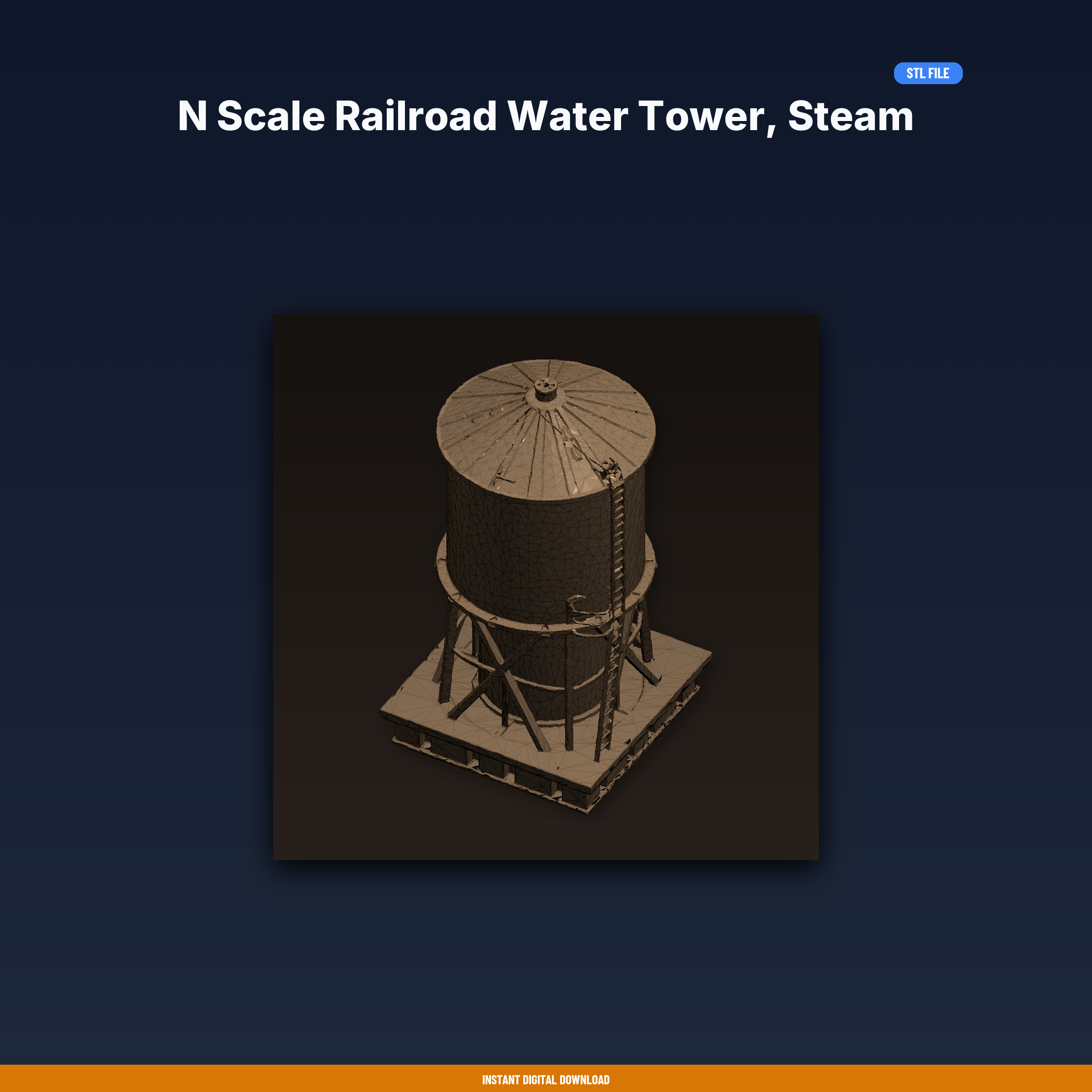 N Scale Railroad Water Tower, Steam Era, Small Footprint, 1:160 - 3D Printable STL File