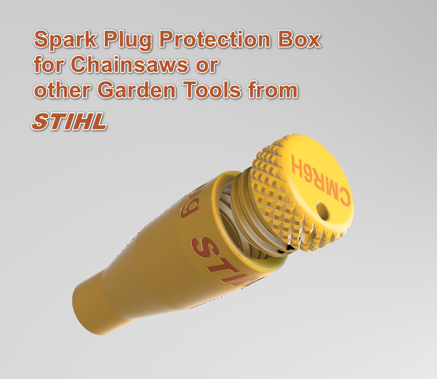 Protective box for STIHL Chainsaw NGK CMR6H spark plug, to carry it as a spare part.