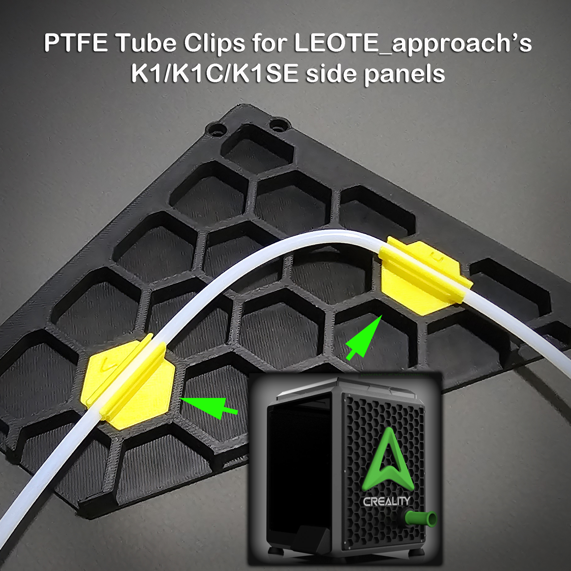 PTFE Tube Clips for LEOTE_approach's K1 series Side Panels