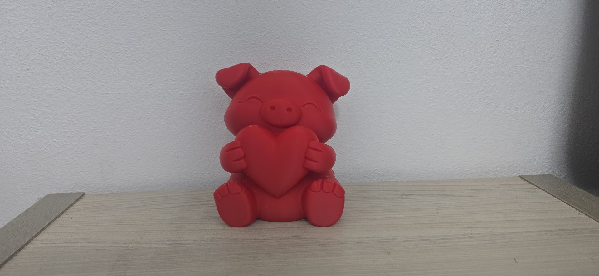 Cute Red Piglet Holding Heart Figurine