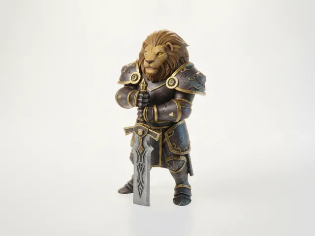 Lion Warrior King Fantasy Figurine 3D Printable
