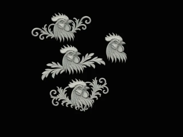 relief set rooster animal symbol model