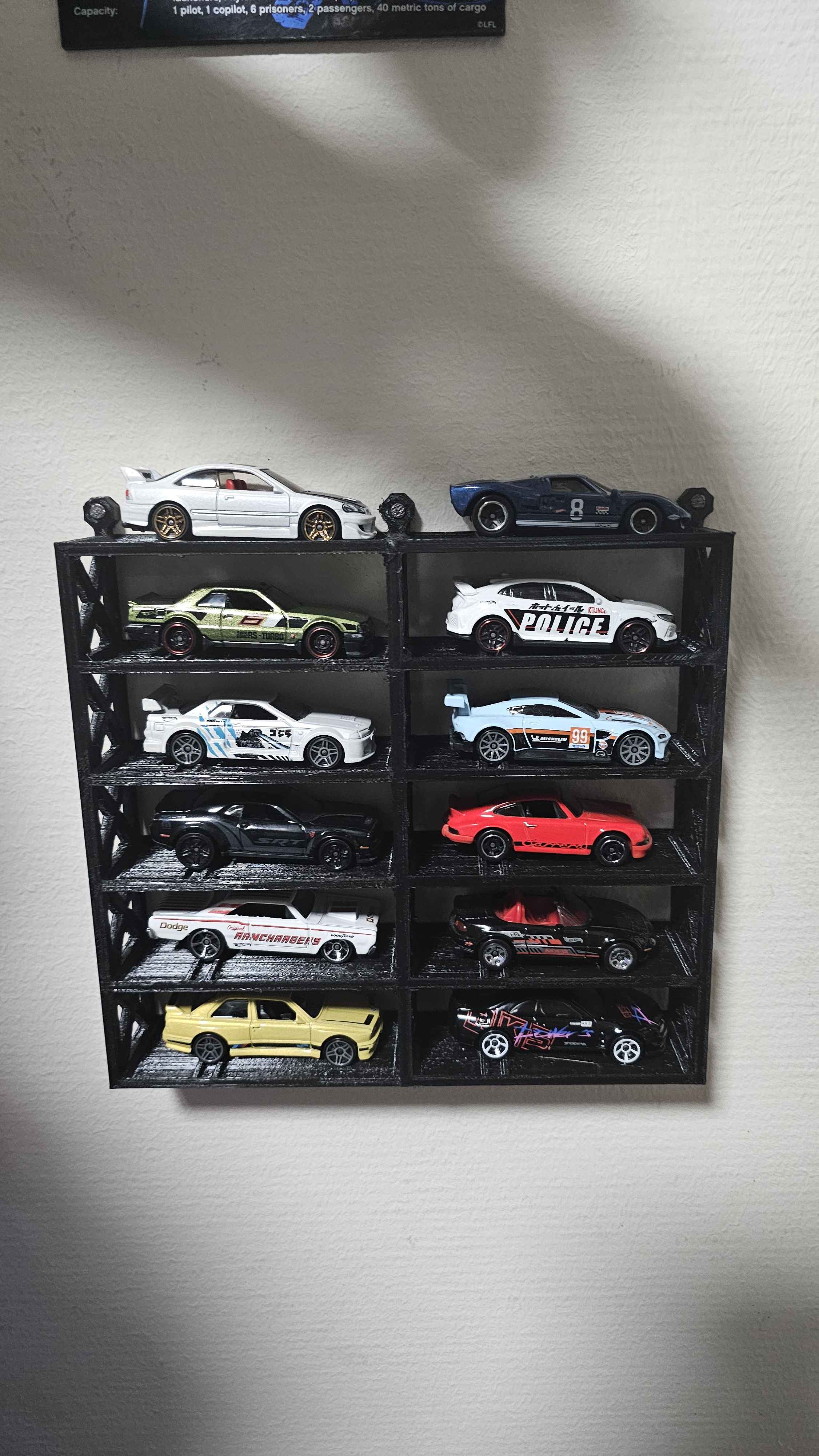 12 Car Hotwheels Wall Display w/ wedges