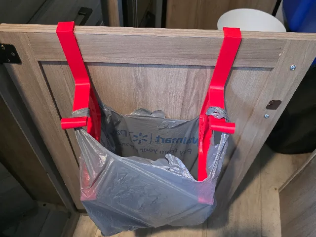 Grocery bag garbage bag holder designed for RV