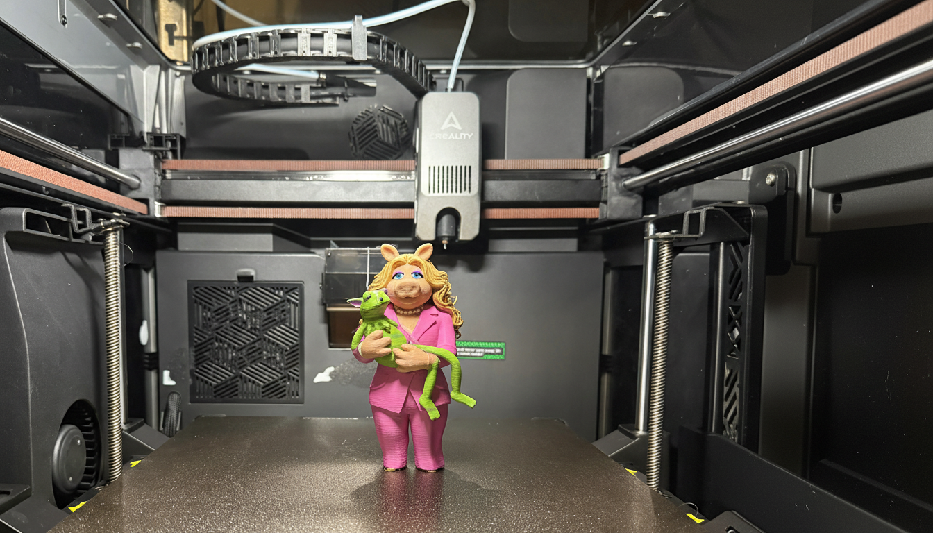 Miss Piggy Holding Kermit – Iconic Muppet Duo