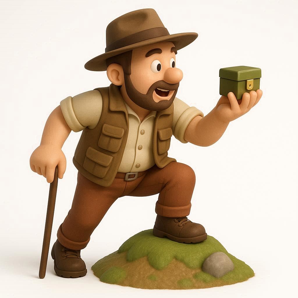 Geocacher mit gefundenem Cache