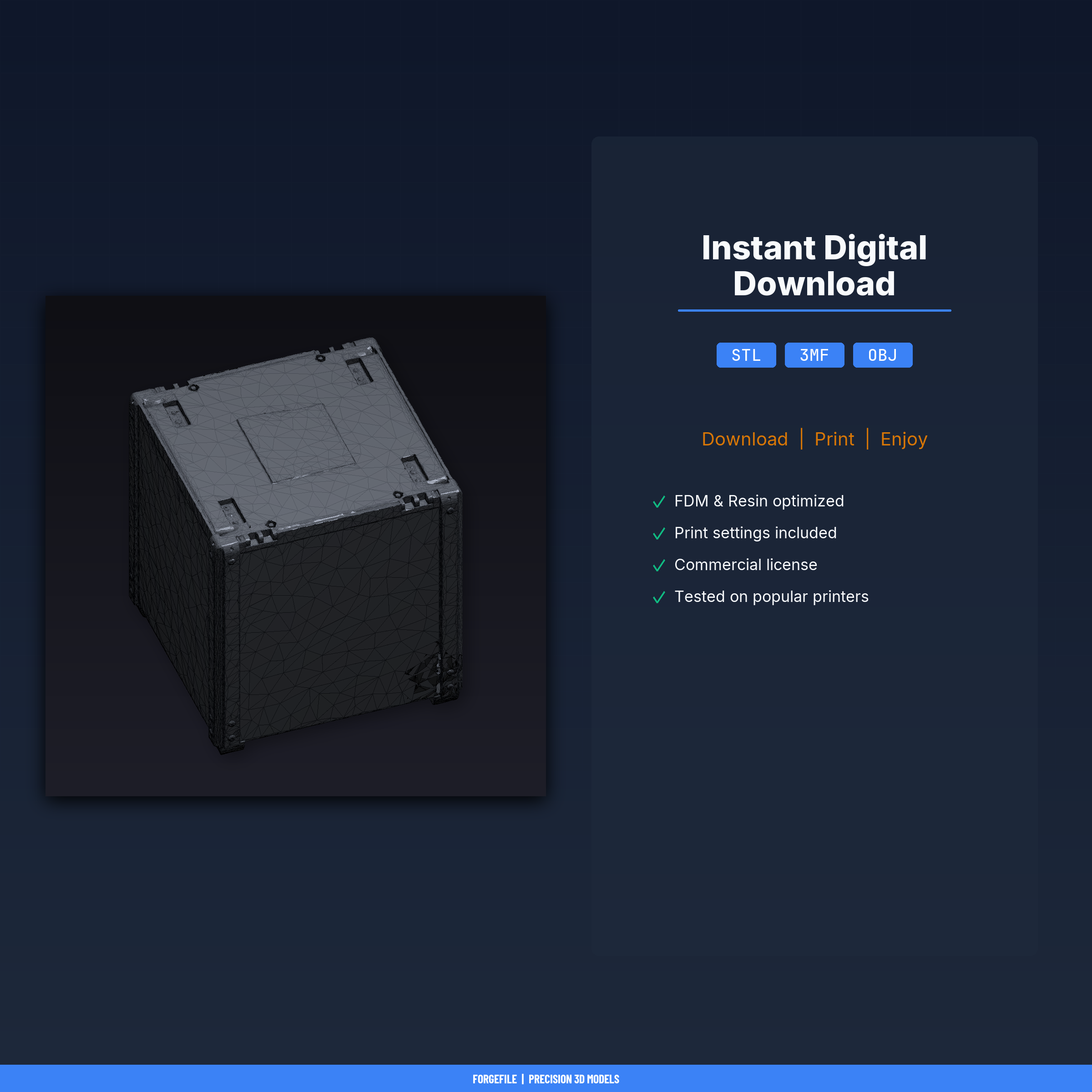 Large Electronics Project Enclosure, Customizable Cutouts, Screw - 3D Printable STL File — thumbnail 2