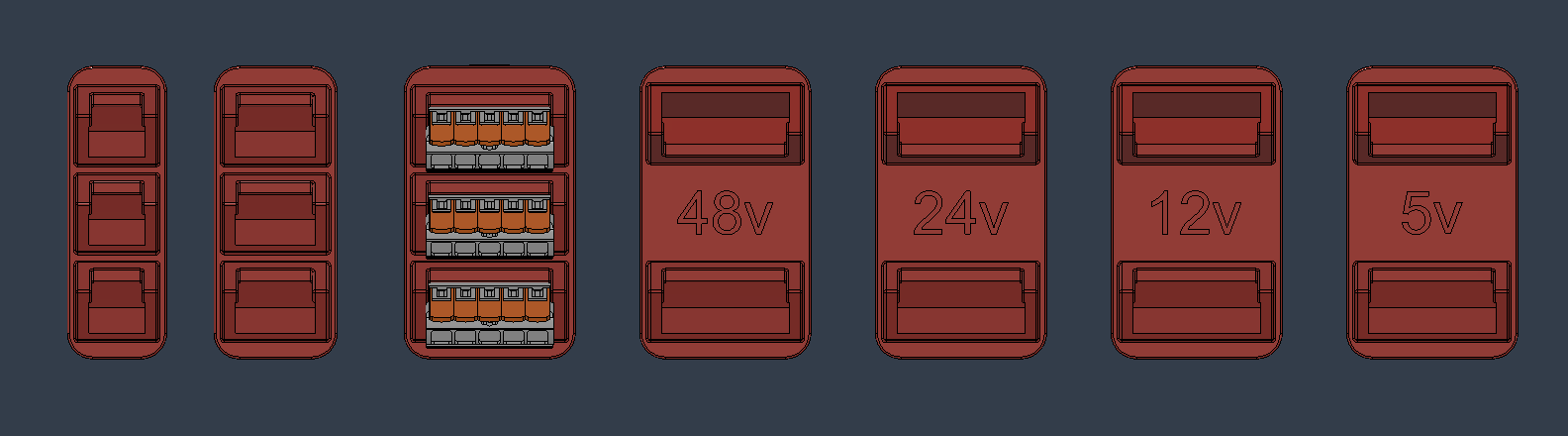 Wago 221-415 Angled Din Mounts With Voltage Labels