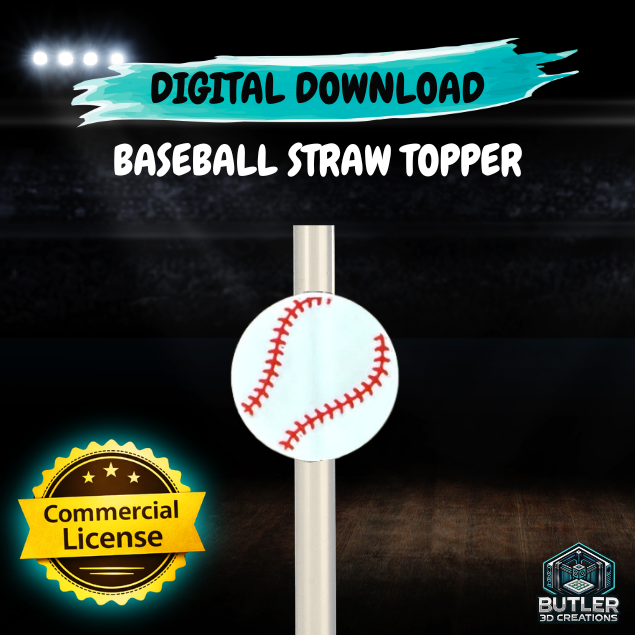 Baseball Straw Topper - Commercial License Available