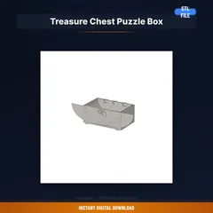 Treasure Chest Puzzle Box, Print in Place, Barrel Hinge Lid, - 3D Printable STL File