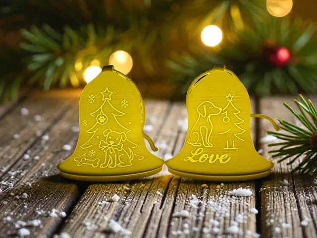 Christmas Litophane Tealight Lamp Bell Dog Invert