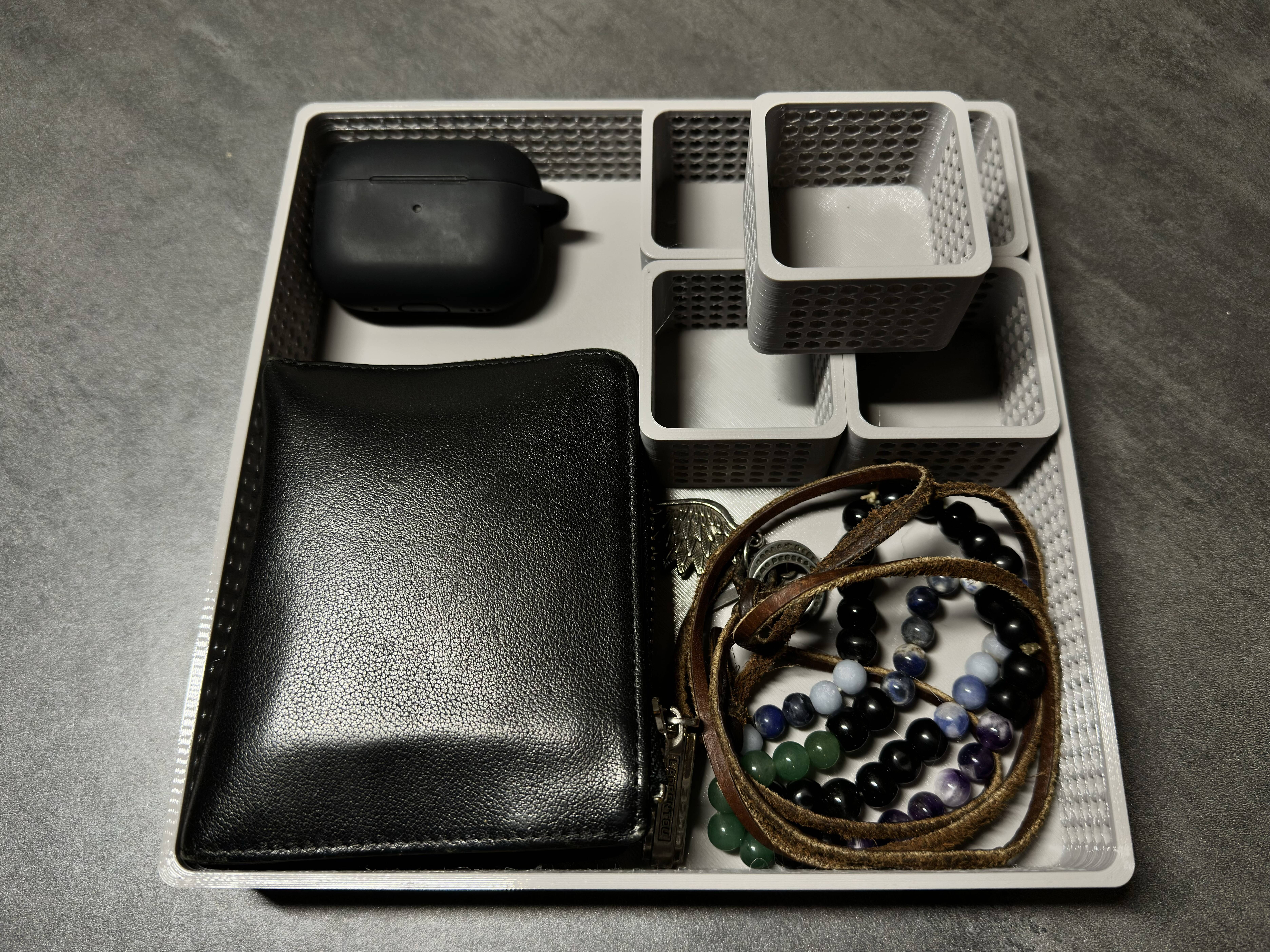 Trays of varying sizes (catchall, screws, batteries, heavy duty, etc)