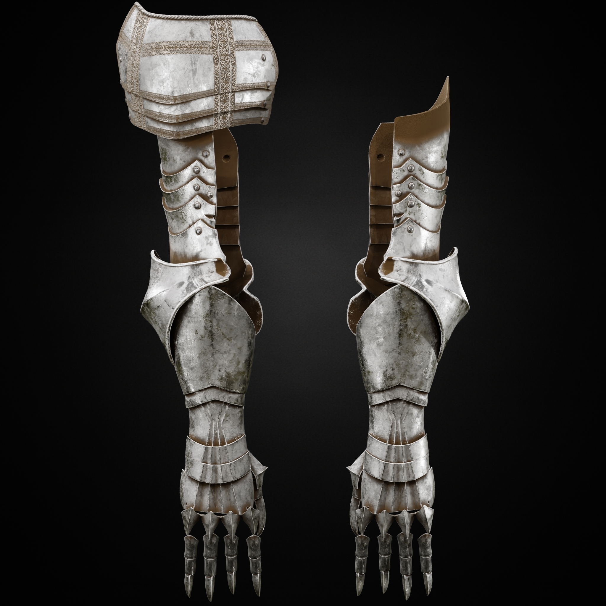 ARM ARMOR DARK CRUSADER – LORDS OF THE FALLEN DAMASCENED PAULDRON & GAUNTLETS STL FAN ART