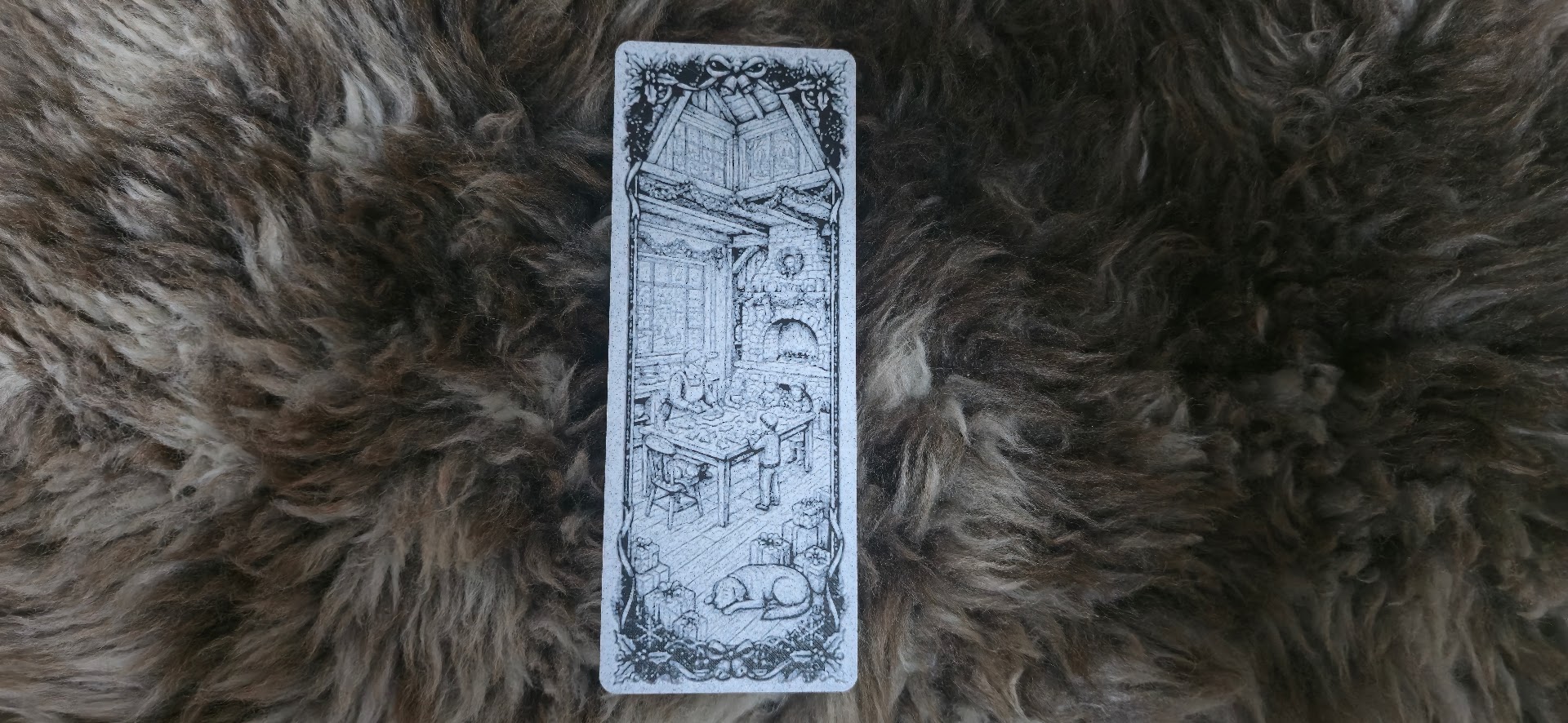 Cozy Christmas Fireplace Family Bookmark