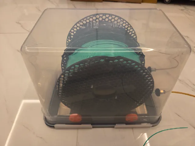 Ikea 365+ storage box with manual filament rewinder for 2 spools
