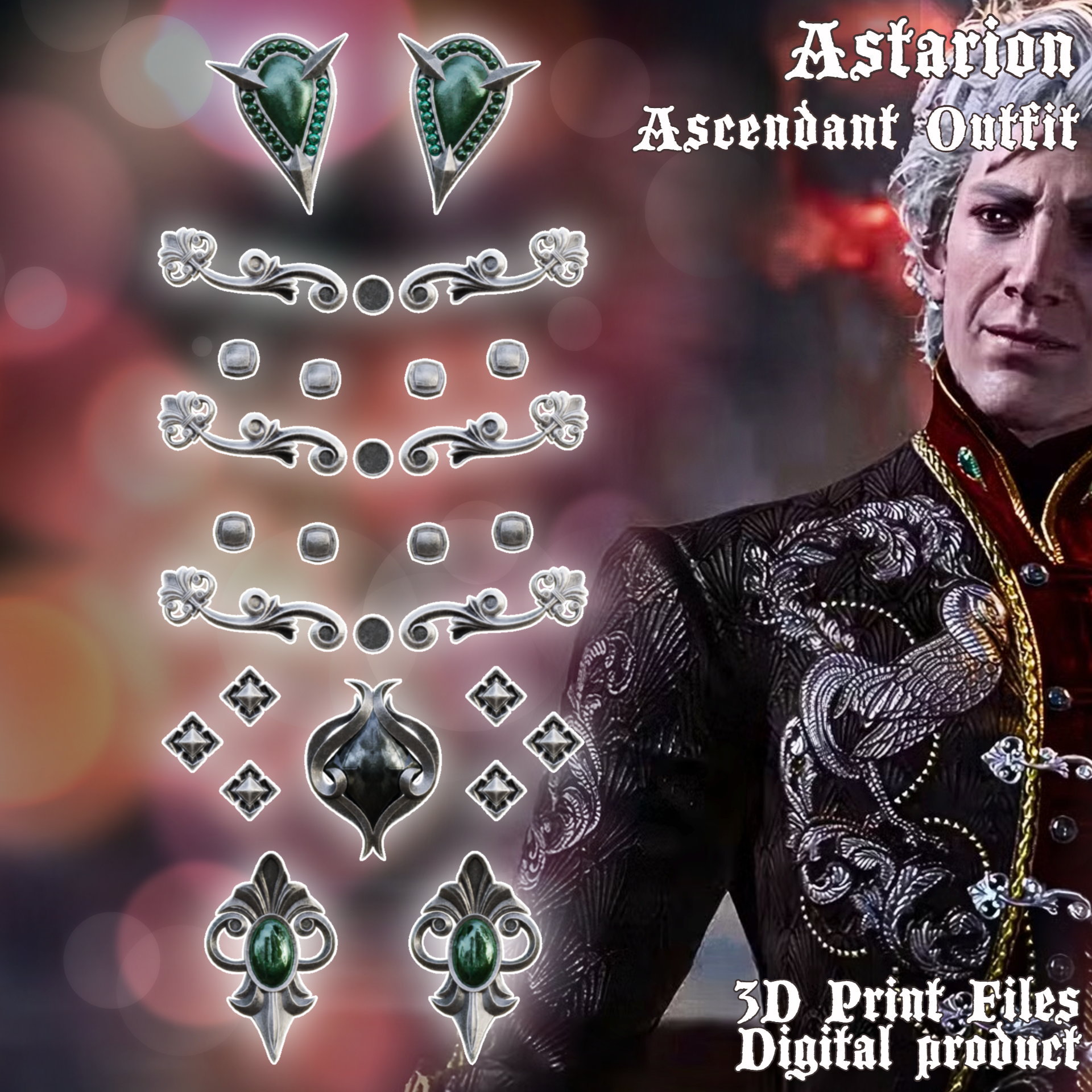 Fantasy Astarion Ascendant Cosplay Outfit Accessories Baldurs Gate 3