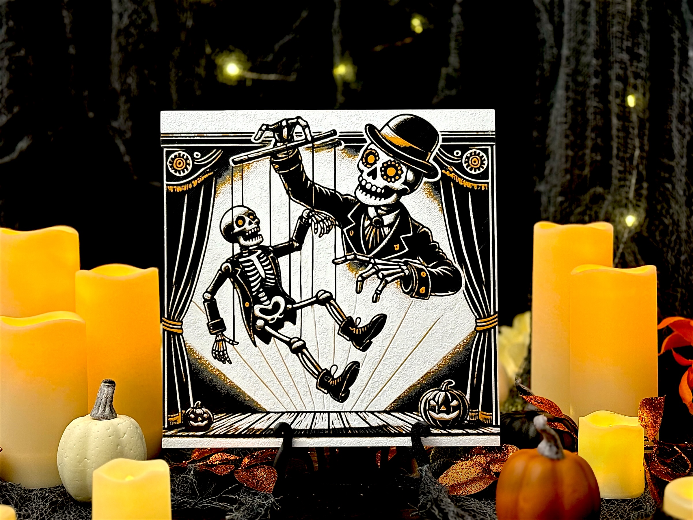 The Bone Puppet Show - Skeleton Marionette - Halloween Hueforge