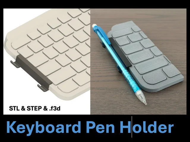 Snap-on Pen Holder for Logitech Keyboards - .stl, .step, .f3d