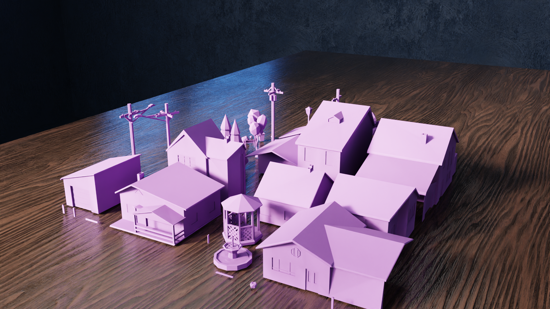 Miniatura 5 do modelo 3D Low Poly Town Elements Collection V1