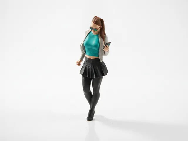 Lady with Phone Figurine Female Figure 3D Printable