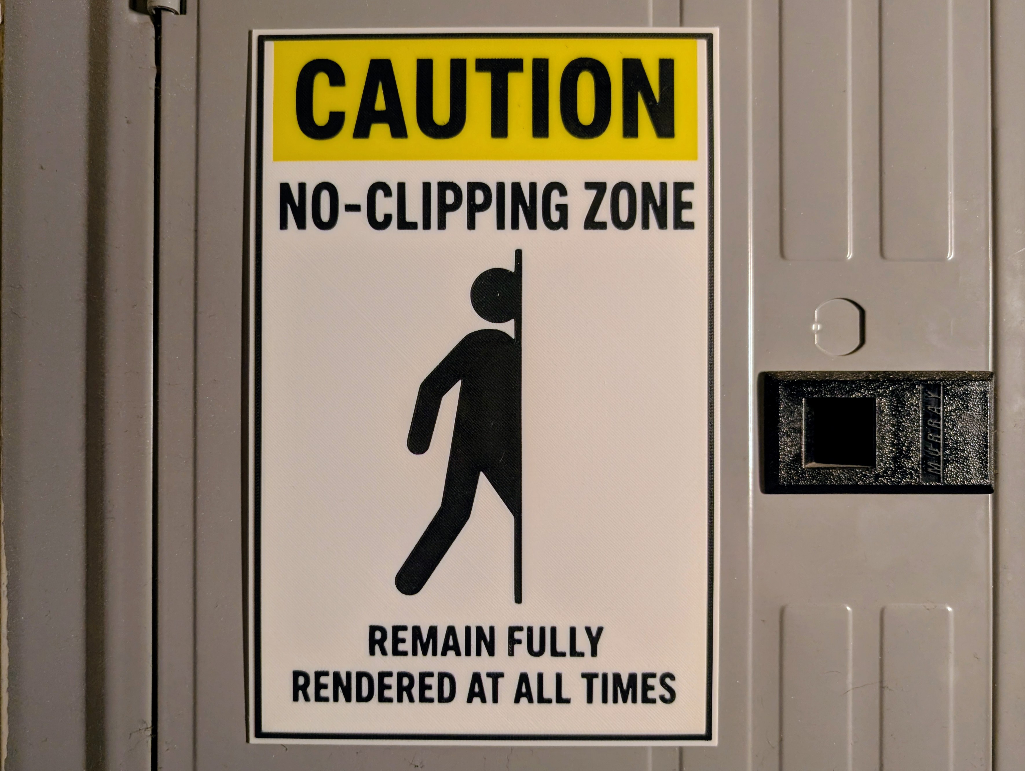 Backrooms No-Clipping Zone Caution Sign