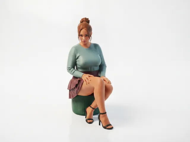 Sat Lady Elegant Woman Figurine Female Figure 3D Printable
