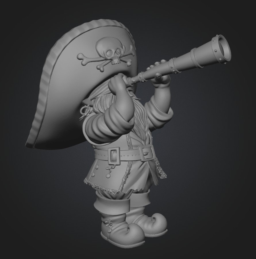 Gnome Pirate with Telescope 3D model by Ded Makar