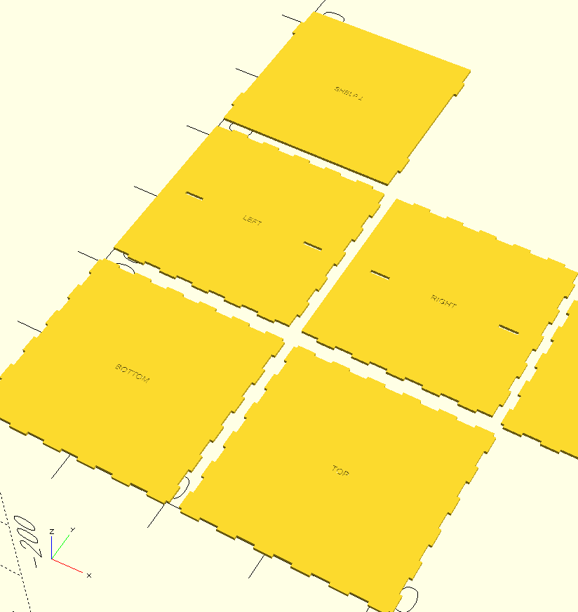 Flat-Pack Modular Shelf Box Generator (OpenSCAD, 250mm Bed Optimized)