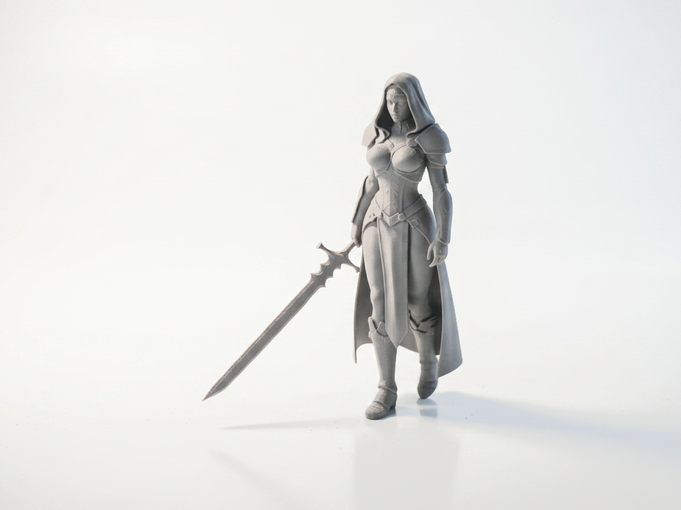 Warrior Nun Figurine Female Fantasy 3D Printable