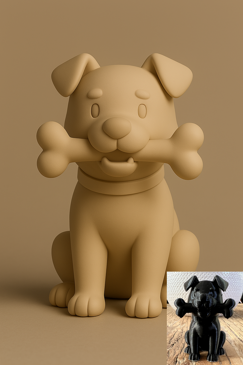 Sitting Dog With a Bone