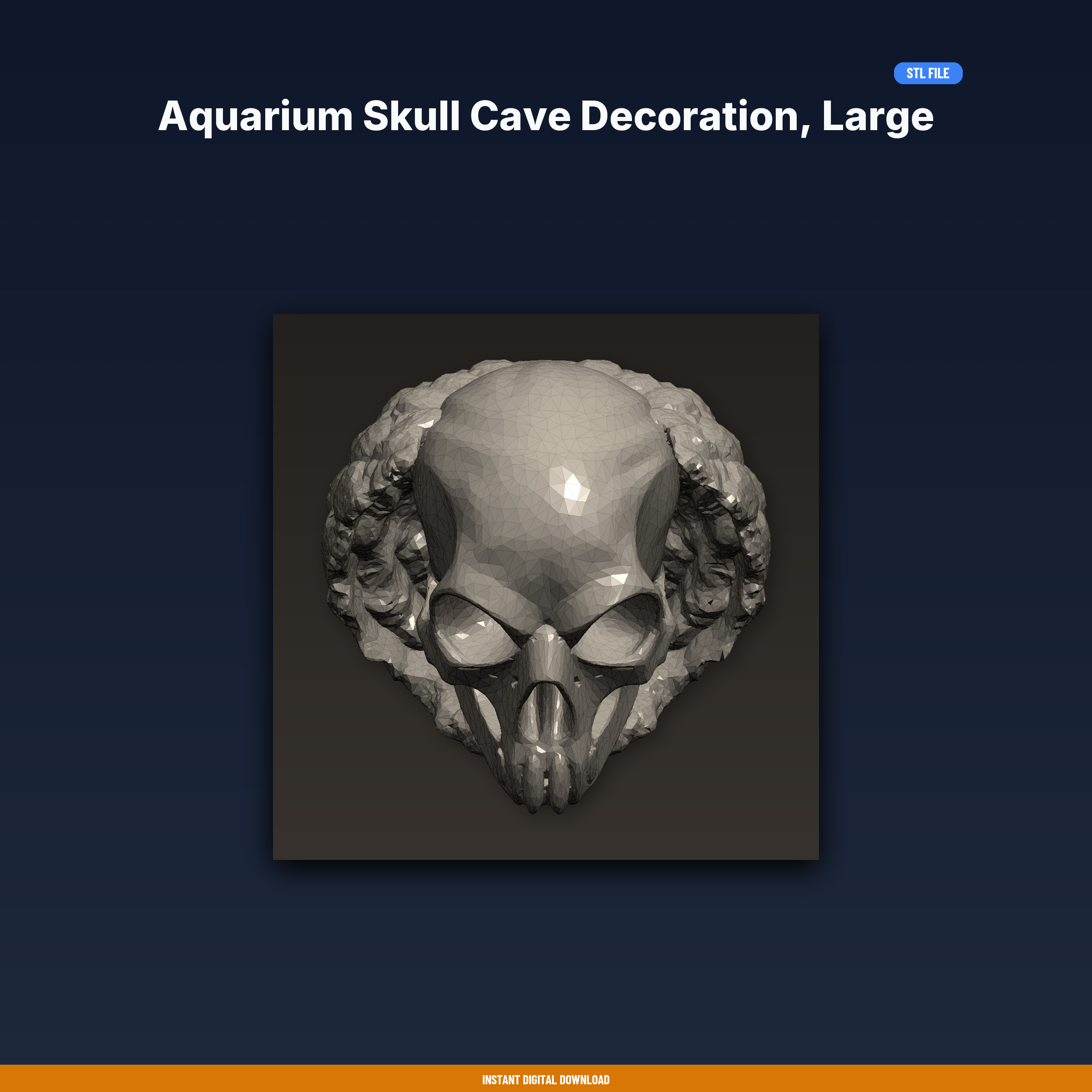 Aquarium Skull Cave Decoration, Large Eye Sockets As Entrances, - 3D Printable STL File