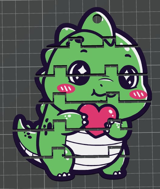 Valentine dino keychain