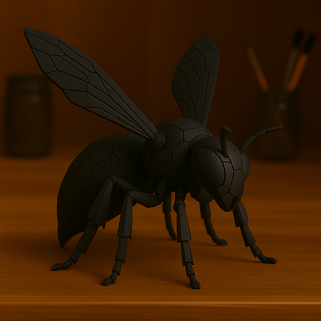 Geometric Black Wasp Sculpture