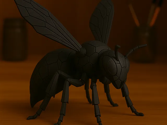 Geometric Black Wasp Sculpture