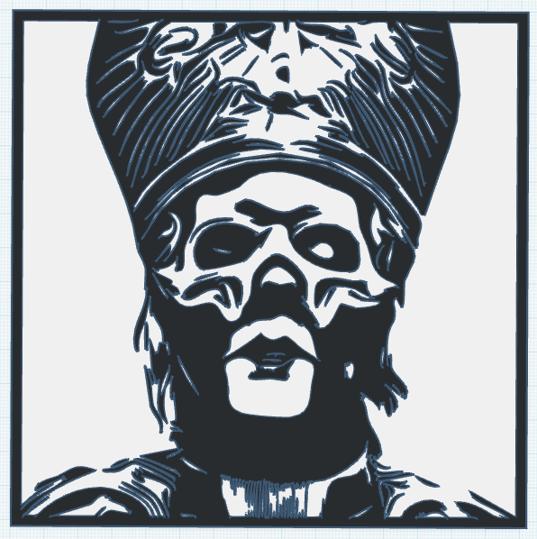 Ghost's Papa V Perpetua woodcut-style portrait