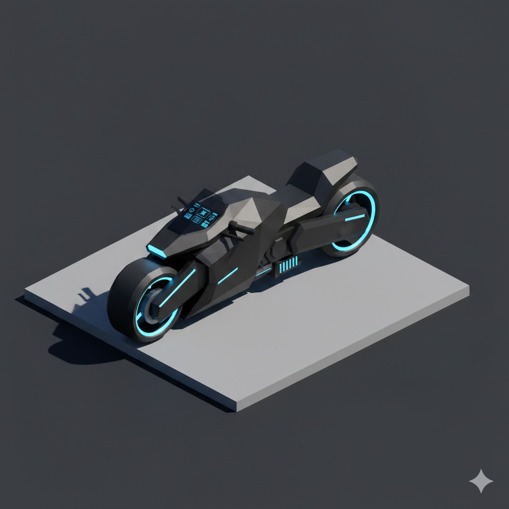 Low Poly Futuristic Motorcycle