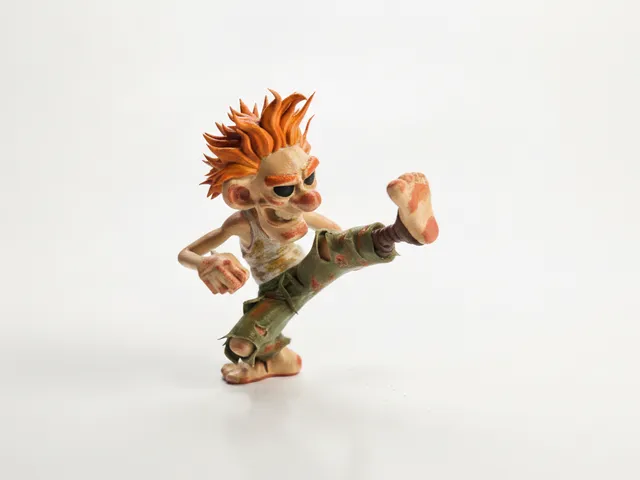 Crazy Old Guy Kicking Figurine Collectible 3D Printable