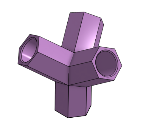 Hexagonal Corner Connector x4 45deg for PCV Tubing