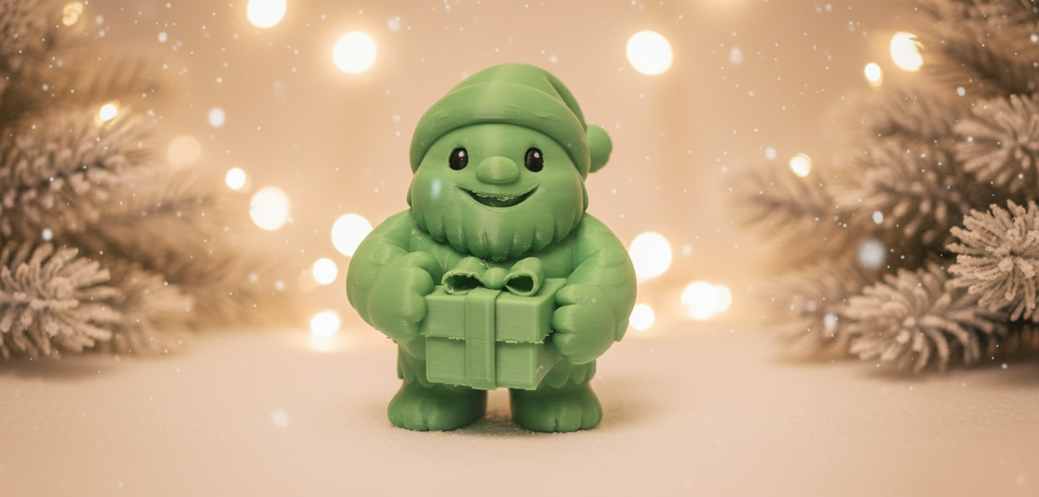 Furry Gnome with Gift Christmas Figurine