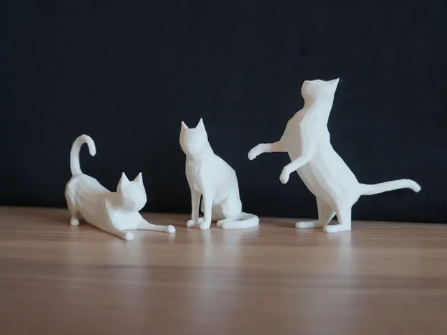 Lowpoly Cat Figurines Batch