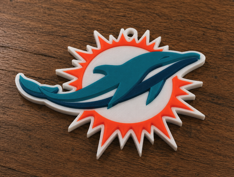 Dolphins Oversized 3D Fan Logo Pendant