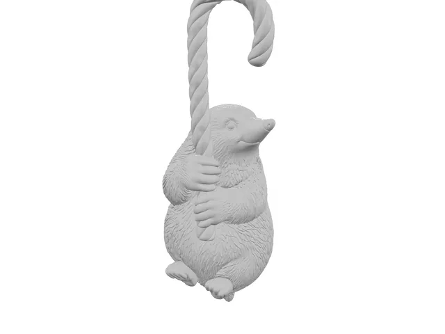 Mole Hugging a Candy Cane – Christmas Tree Ornament