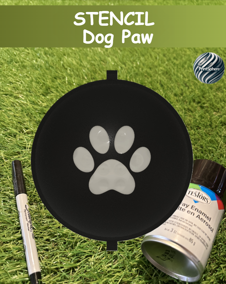 Golf - Golf Ball Stencil - Insert - Dog Paw - Marker