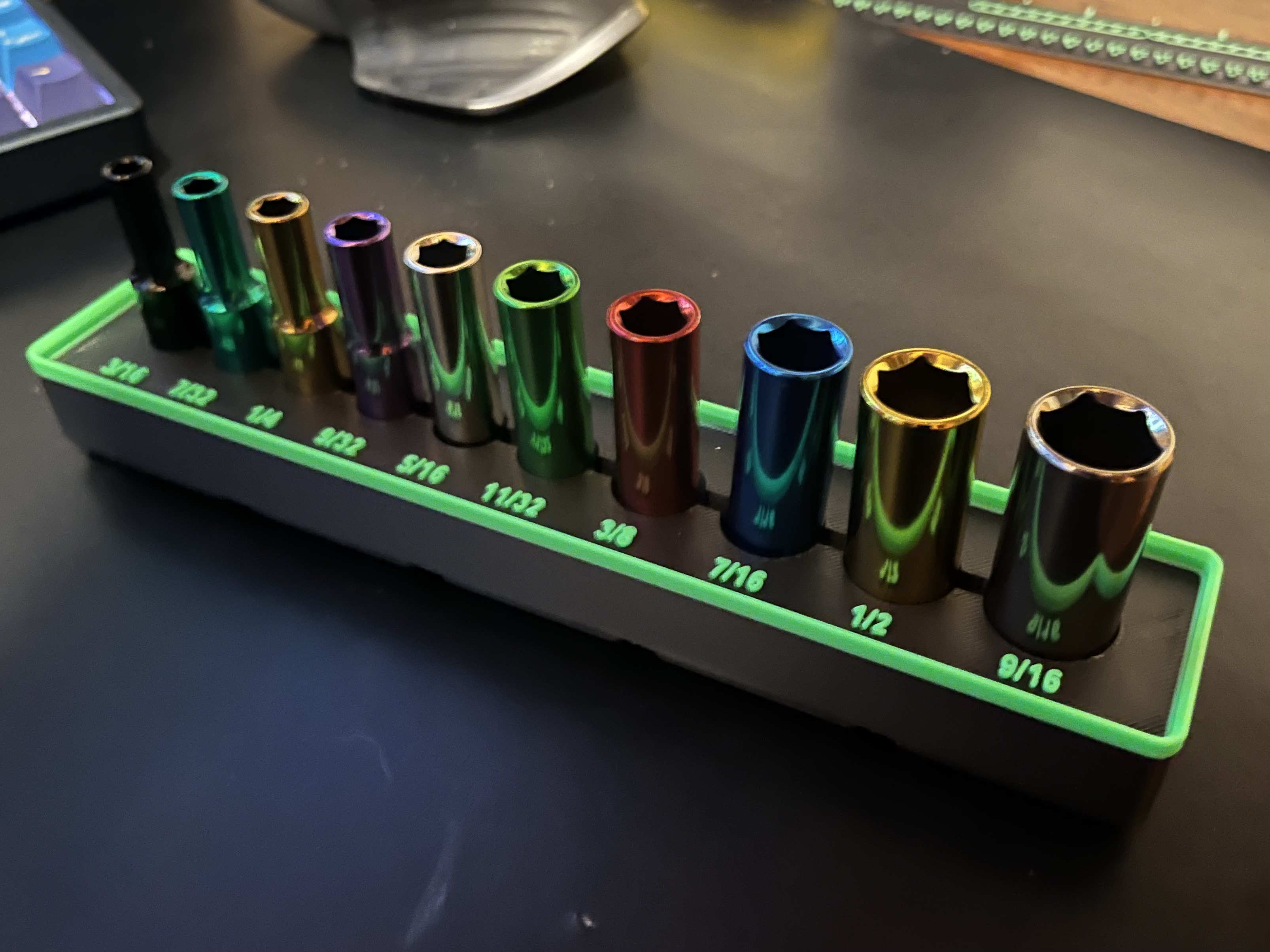 Gridfinity Pittsburgh Pro 1/4" SAE Deep Color-Coded Socket Organizer (Harbor Freight 67865) — thumbnail 3