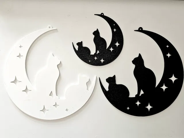 Cats and the moon, window/wall decoration