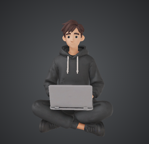 Stylised Teen Boy with Laptop