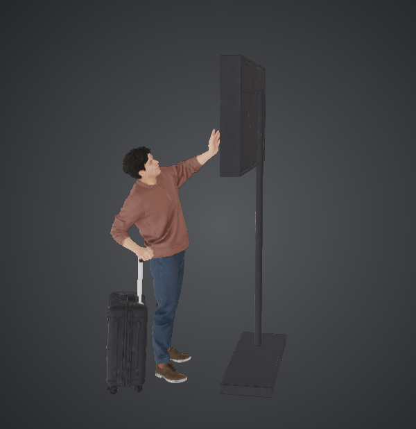 Airport Passenger with Departure Board – Modern Travel Diorama Figure — thumbnail 3