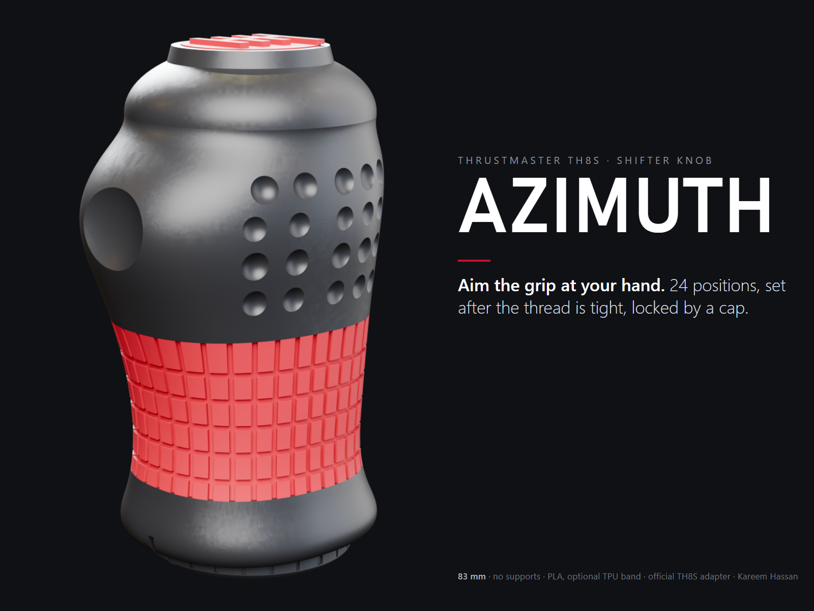 Azimuth TH8S shifter knob: aim the grip, 24 positions, no tools — STL ...